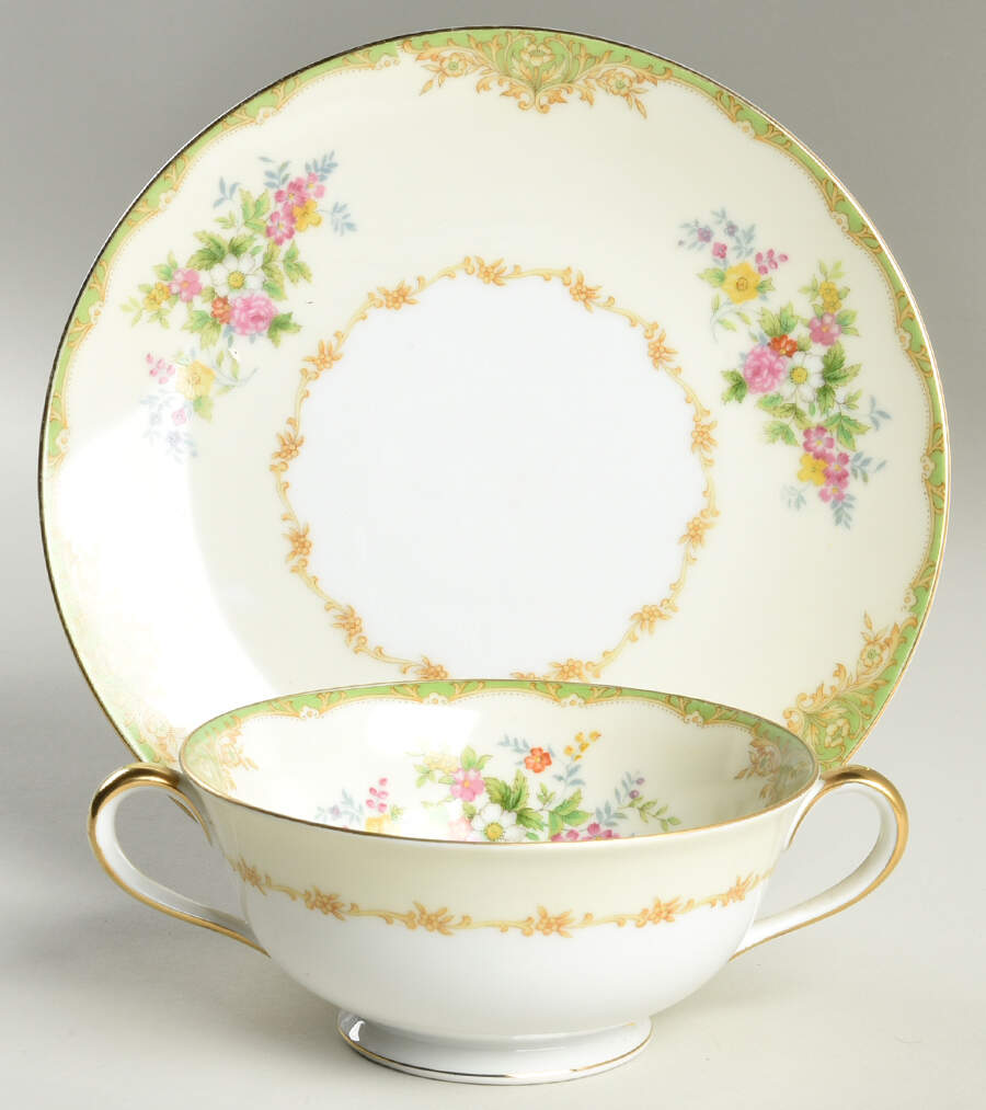 N355 Footed Cream Soup Bowl & Saucer Set by Noritake-1