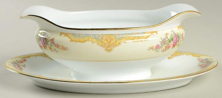 Mystery #207b Gravy Boat with Attached Underplate by Noritake-1