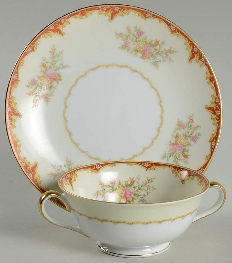 N393 Footed Cream Soup Bowl & Saucer Set by Noritake-1