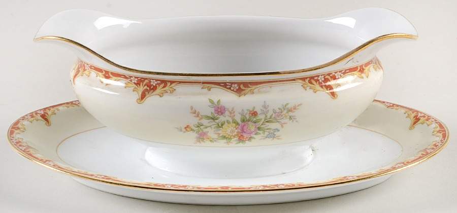 N393 Gravy Boat with Attached Underplate by Noritake-1