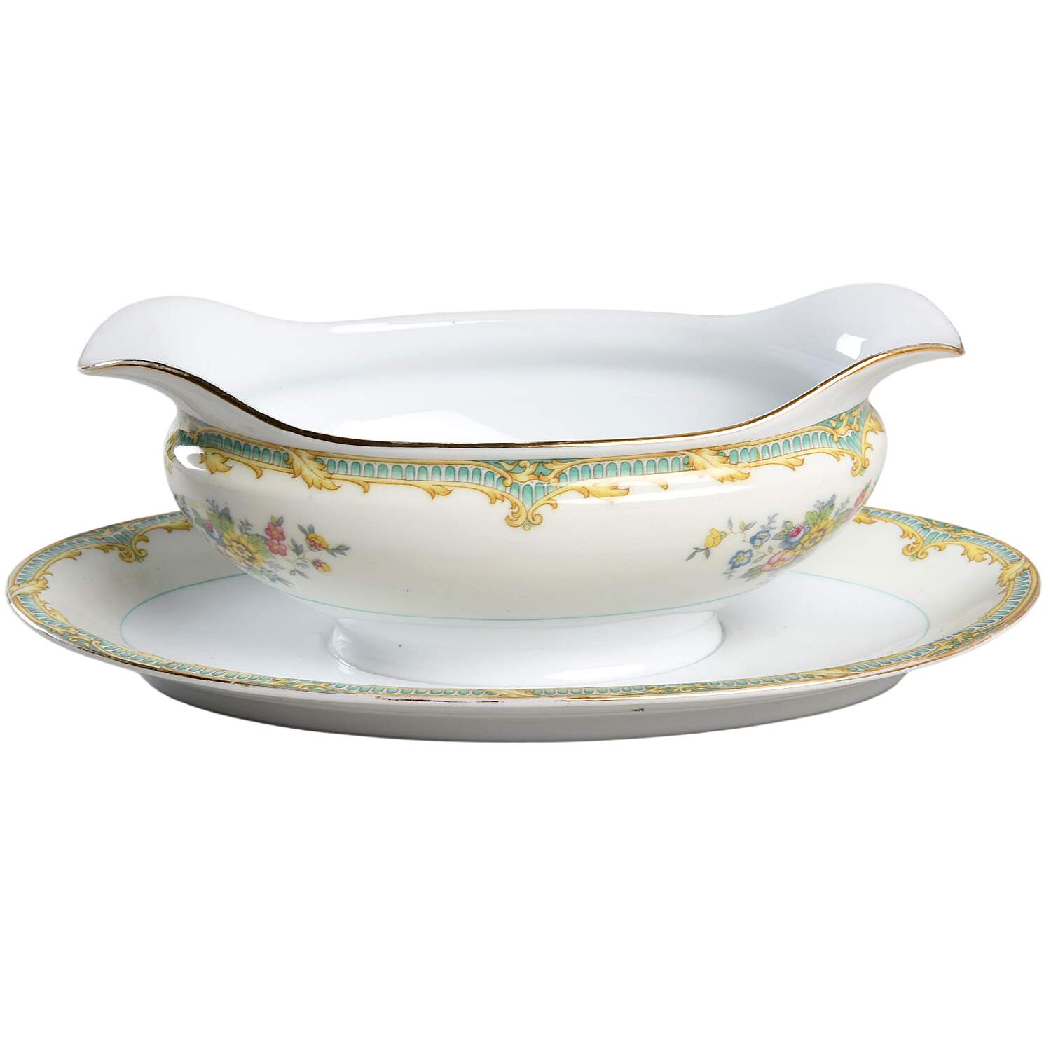 N395 Gravy Boat with Attached Underplate by Noritake-1