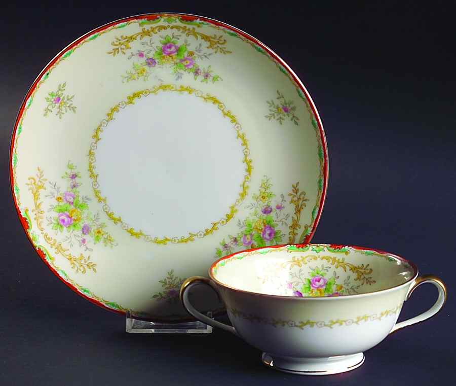 N431 Footed Cream Soup Bowl & Saucer Set by Noritake-1