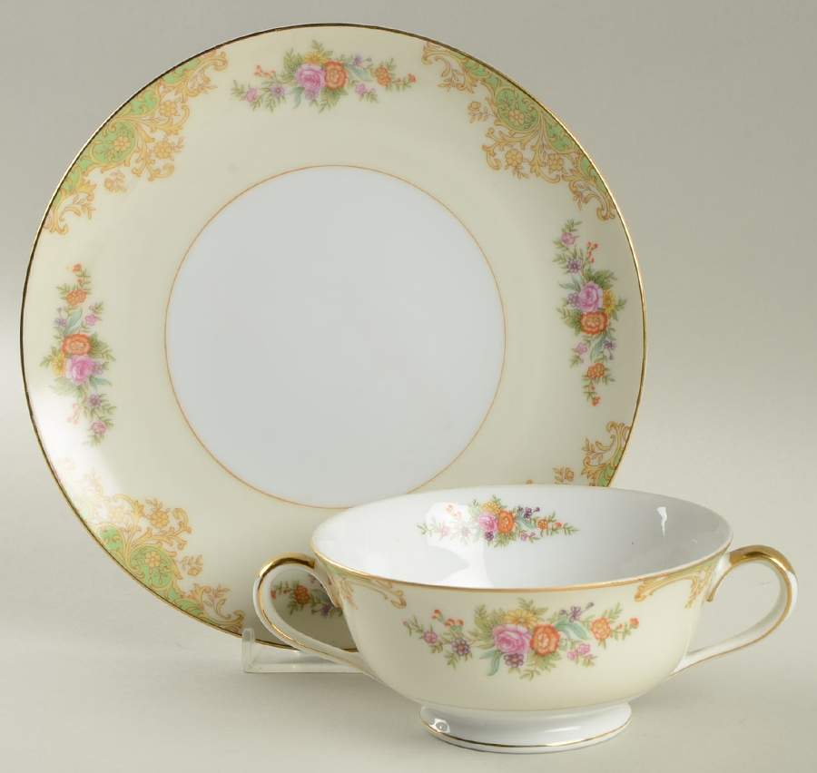 N437 Footed Cream Soup Bowl & Saucer Set by Noritake-1