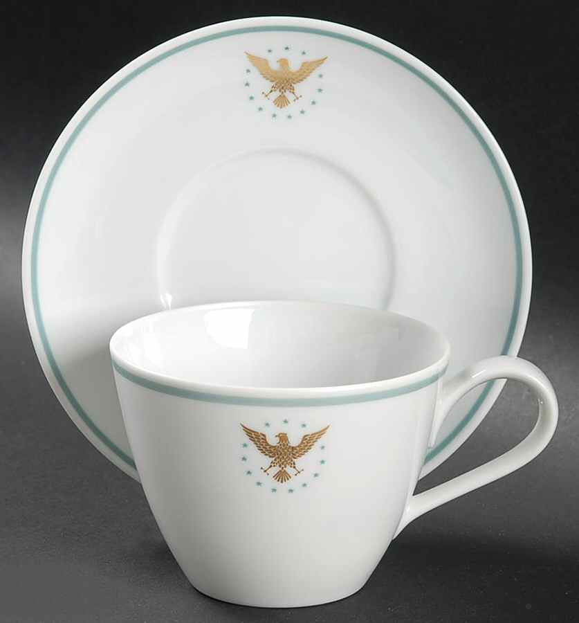 President (Green Band) Flat Cup & Saucer Set by Noritake-1