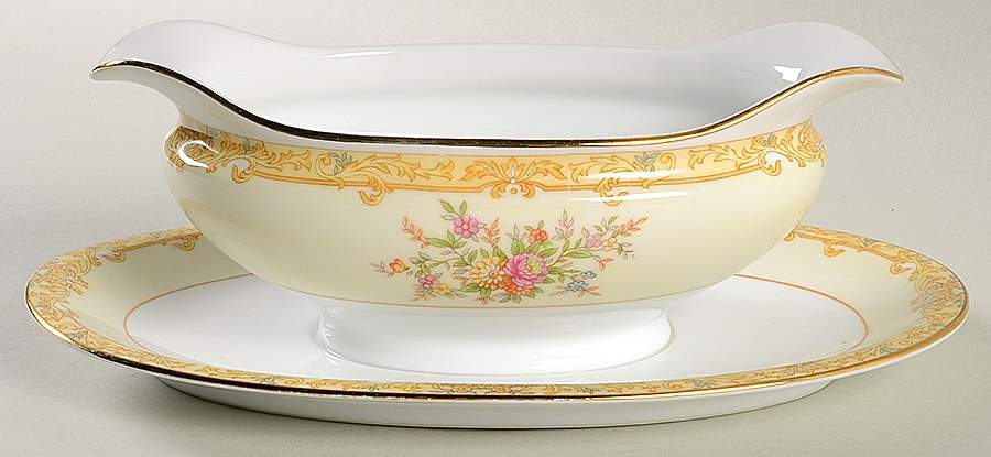 N44 Gravy Boat with Attached Underplate by Noritake-1
