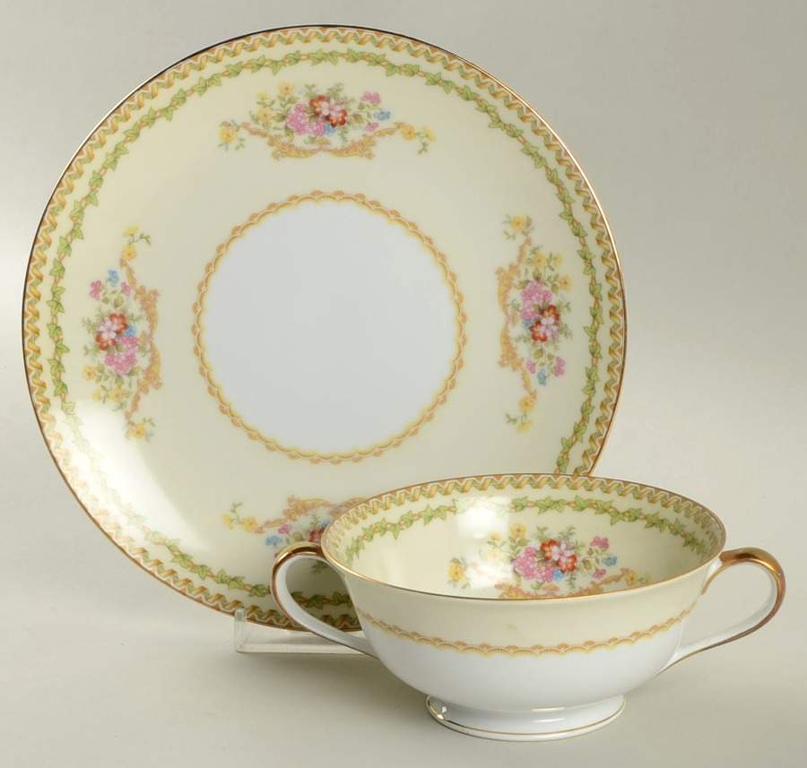 N440 Footed Cream Soup Bowl & Saucer Set by Noritake-1