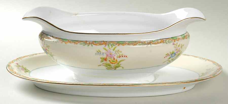 Mystery #138 Gravy Boat with Attached Underplate by Noritake-1