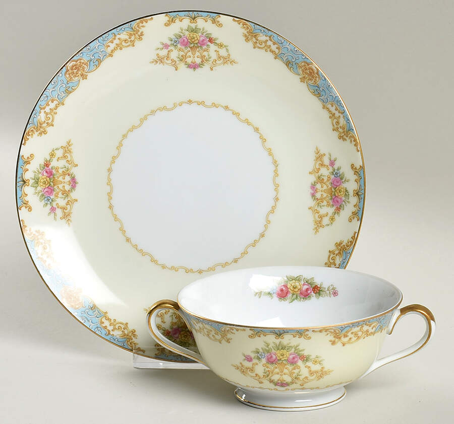 N47 Footed Cream Soup Bowl & Saucer Set by Noritake-1