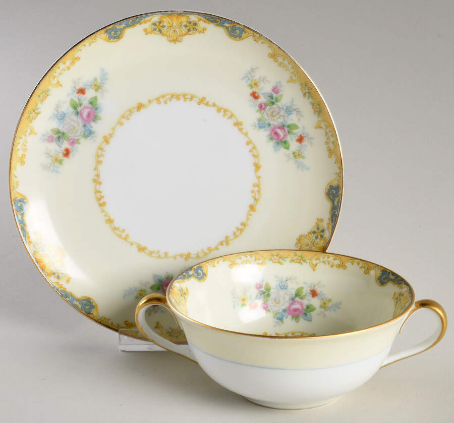 N477 Flat Cream Soup Bowl & Saucer Set by Noritake-1