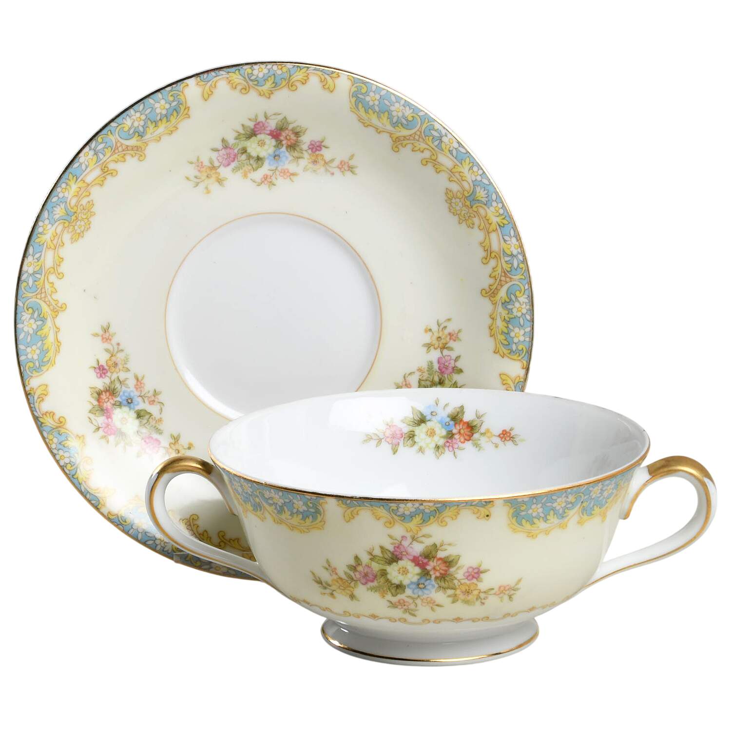 N49 Footed Cream Soup Bowl & Saucer Set by Noritake-1