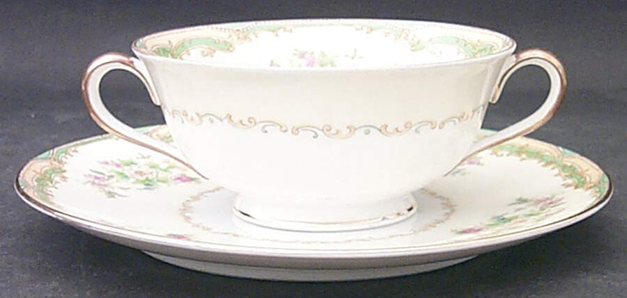 N502 Footed Cream Soup Bowl & Saucer Set by Noritake-1