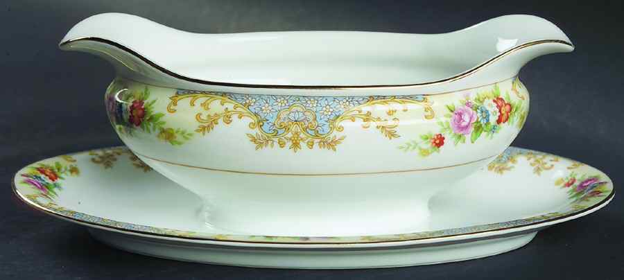 N51 Gravy Boat with Attached Underplate by Noritake-1