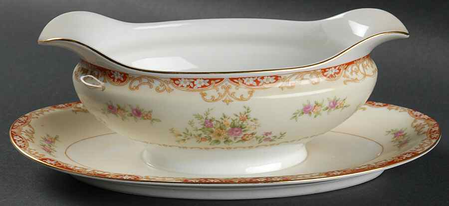 N55 Gravy Boat with Attached Underplate by Noritake-1