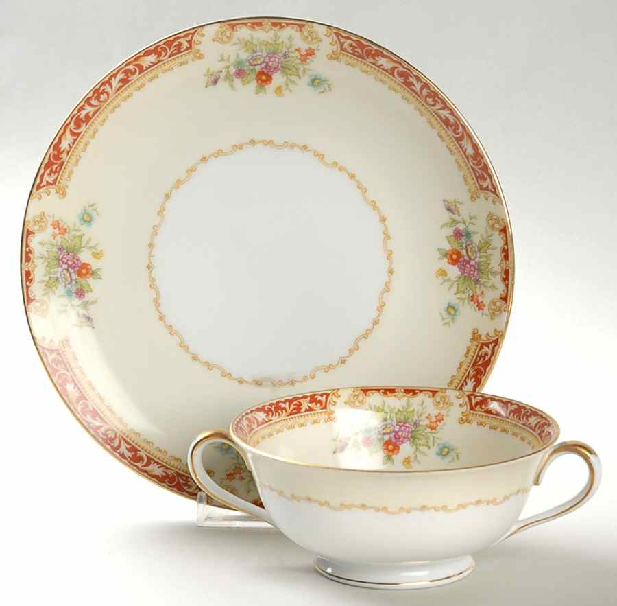 N56 Footed Cream Soup Bowl & Saucer Set by Noritake-1