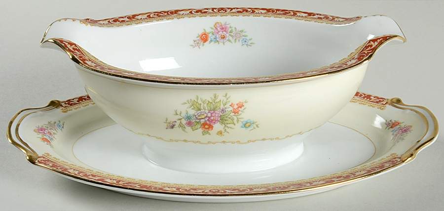 N56 Gravy Boat with Attached Underplate by Noritake-1