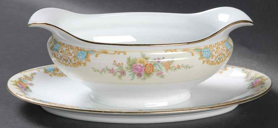 N561 Gravy Boat with Attached Underplate by Noritake-1