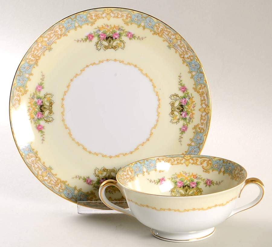N584 Footed Cream Soup Bowl & Saucer Set by Noritake-1