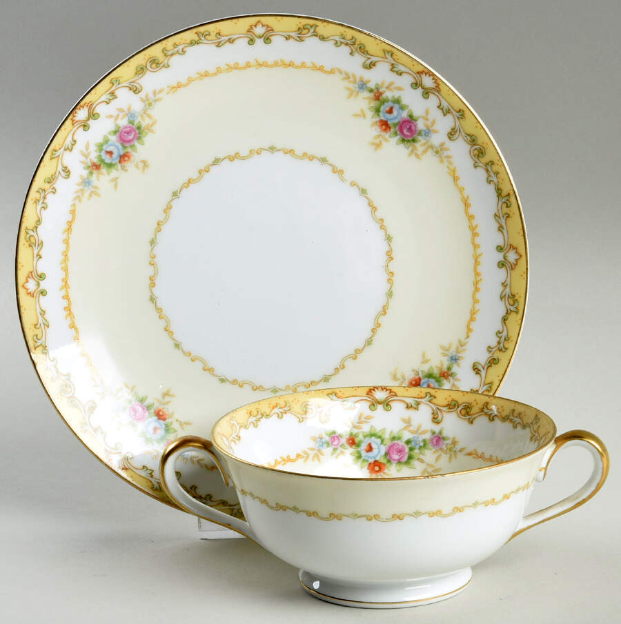 N61 Footed Cream Soup Bowl & Saucer Set by Noritake-1