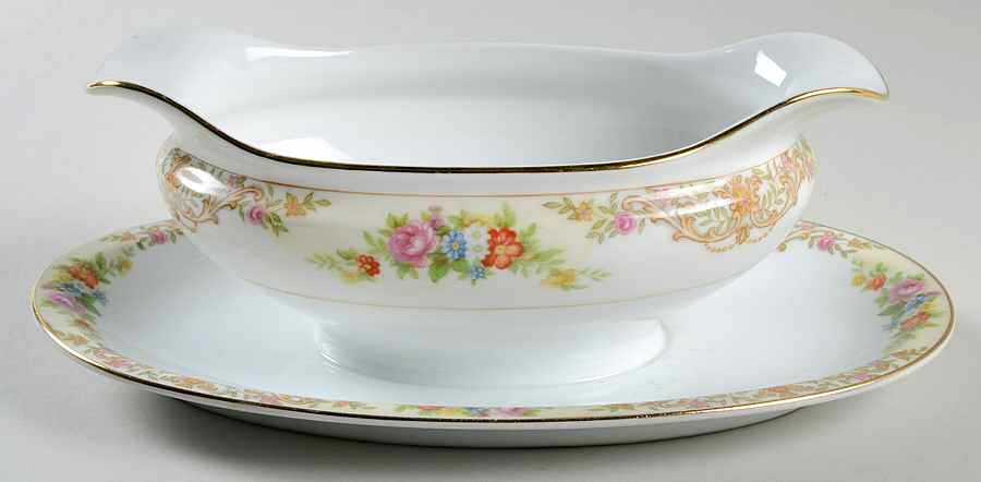 Mystery #117 Gravy Boat with Attached Underplate by Noritake-1