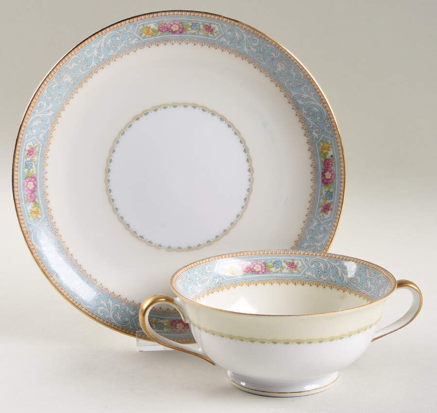 N681 Footed Cream Soup Bowl & Saucer Set by Noritake-1