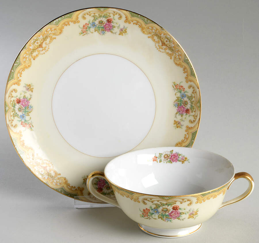 N72 Footed Cream Soup Bowl & Saucer Set by Noritake-1