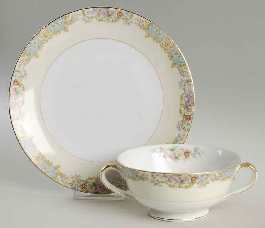 N73 Footed Cream Soup Bowl & Saucer Set by Noritake-1