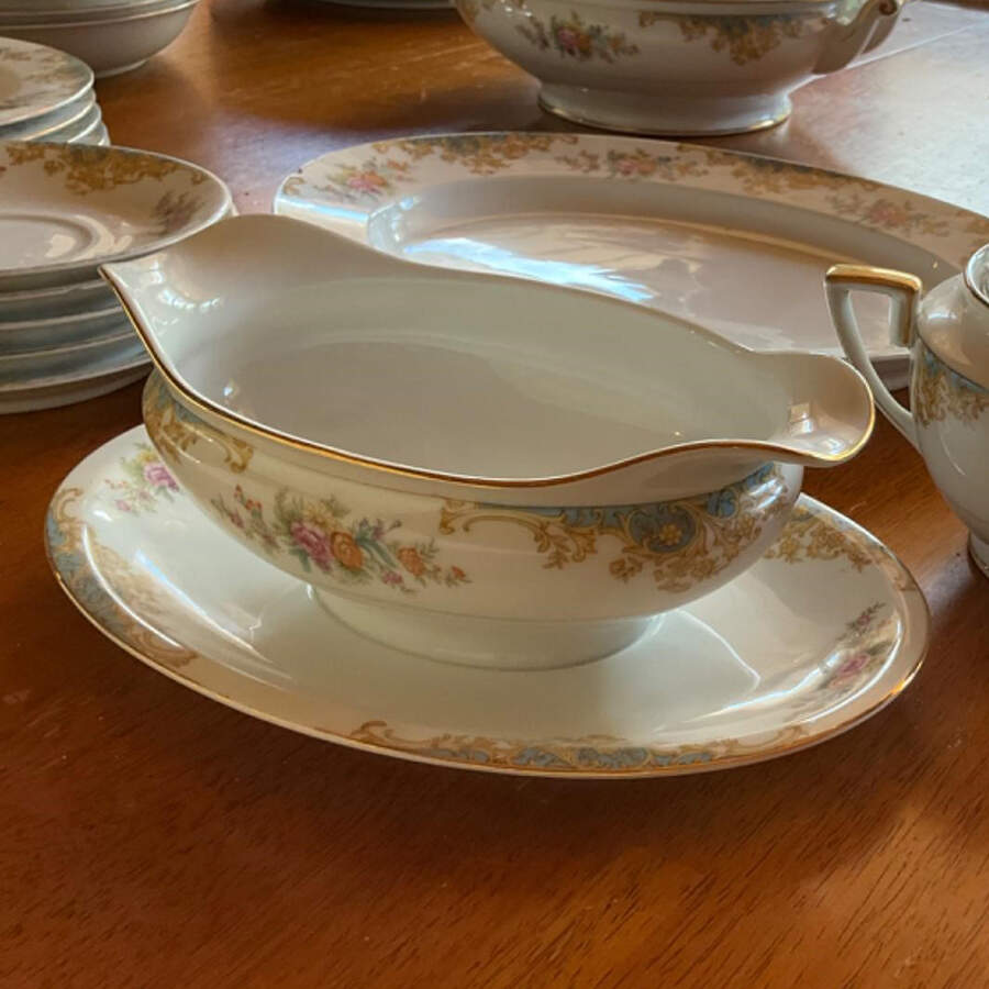 N76 Gravy Boat with Attached Underplate by Noritake-1
