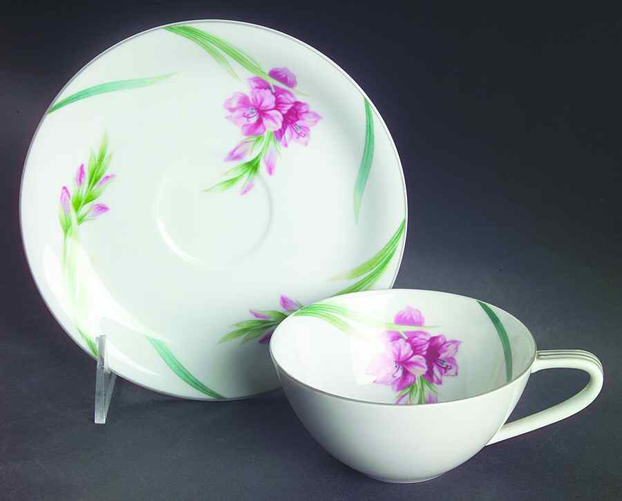 Karen (Platinum Trim) Flat Cup & Saucer Set by Noritake-1
