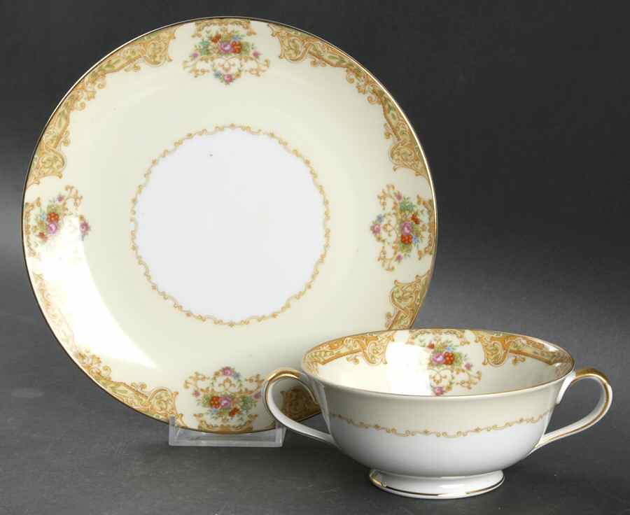 N87 Footed Cream Soup Bowl & Saucer Set by Noritake-1