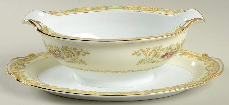 N93 Gravy Boat with Attached Underplate by Noritake-1