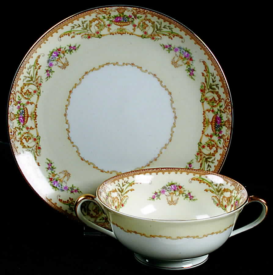 Nanette Footed Cream Soup Bowl & Saucer Set by Noritake-1