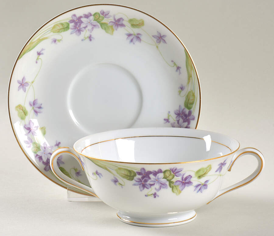 Nancy Footed Cream Soup Bowl & Saucer Set by Noritake-1