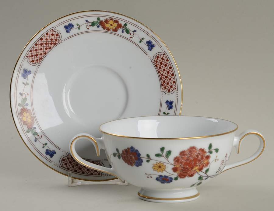 Nanking Footed Cream Soup Bowl & Cup Saucer Set by Noritake-1