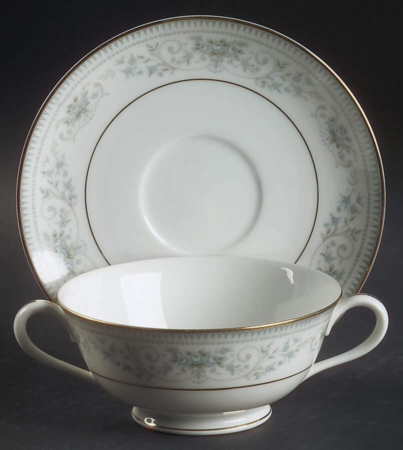 Noble Footed Cream Soup Bowl & Saucer Set by Noritake-1