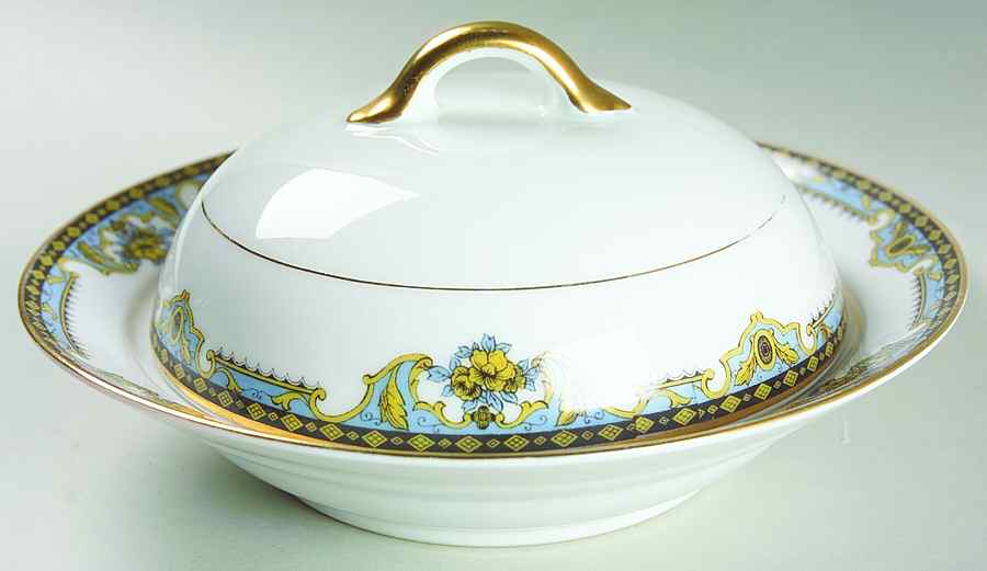 Normandie (Pat 68480) Round Covered Butter with Strainer by Noritake-1