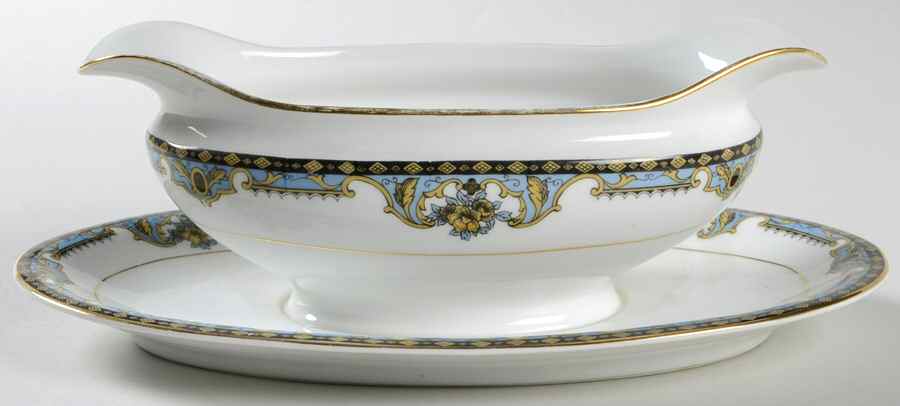 Normandie (Pat 68480) Gravy Boat with Attached Underplate by Noritake-1