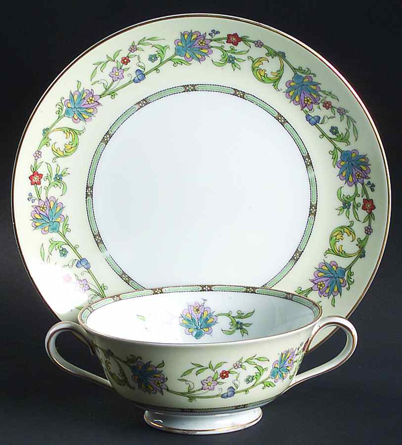 Norwich Footed Cream Soup Bowl & Saucer Set by Noritake-1