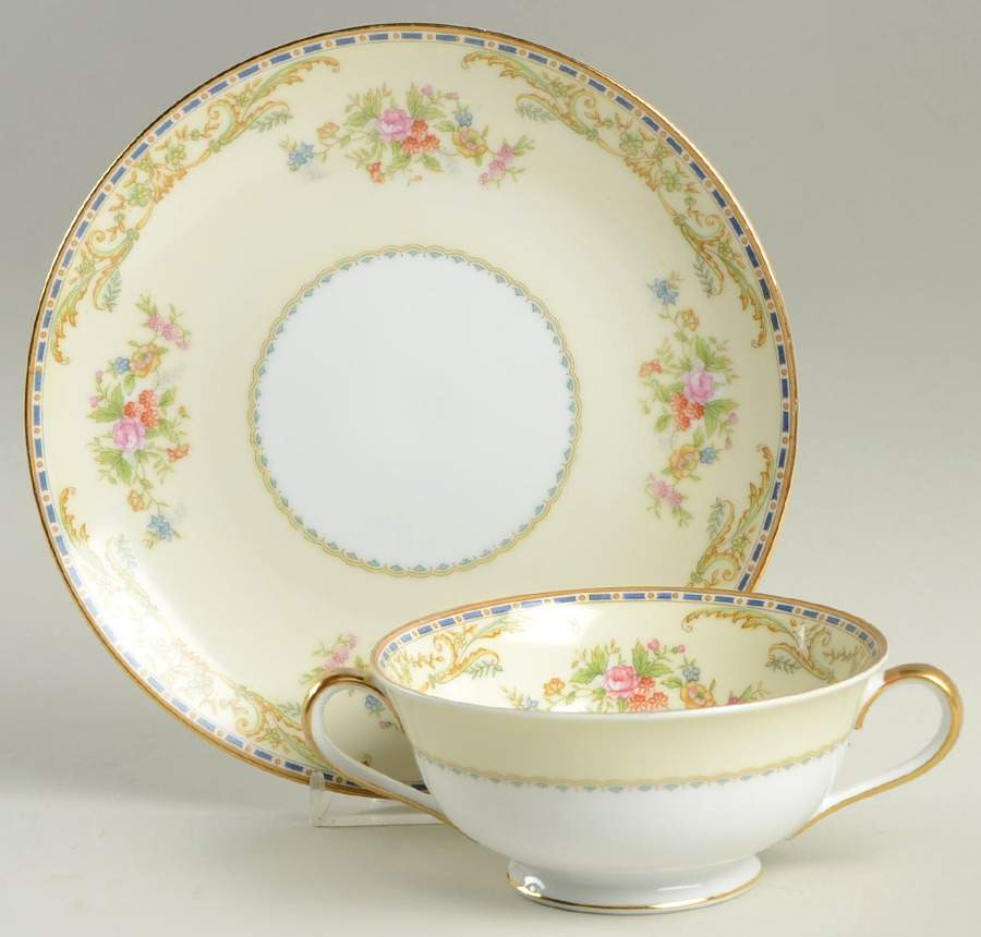 Oberon Footed Cream Soup Bowl & Saucer Set by Noritake-1