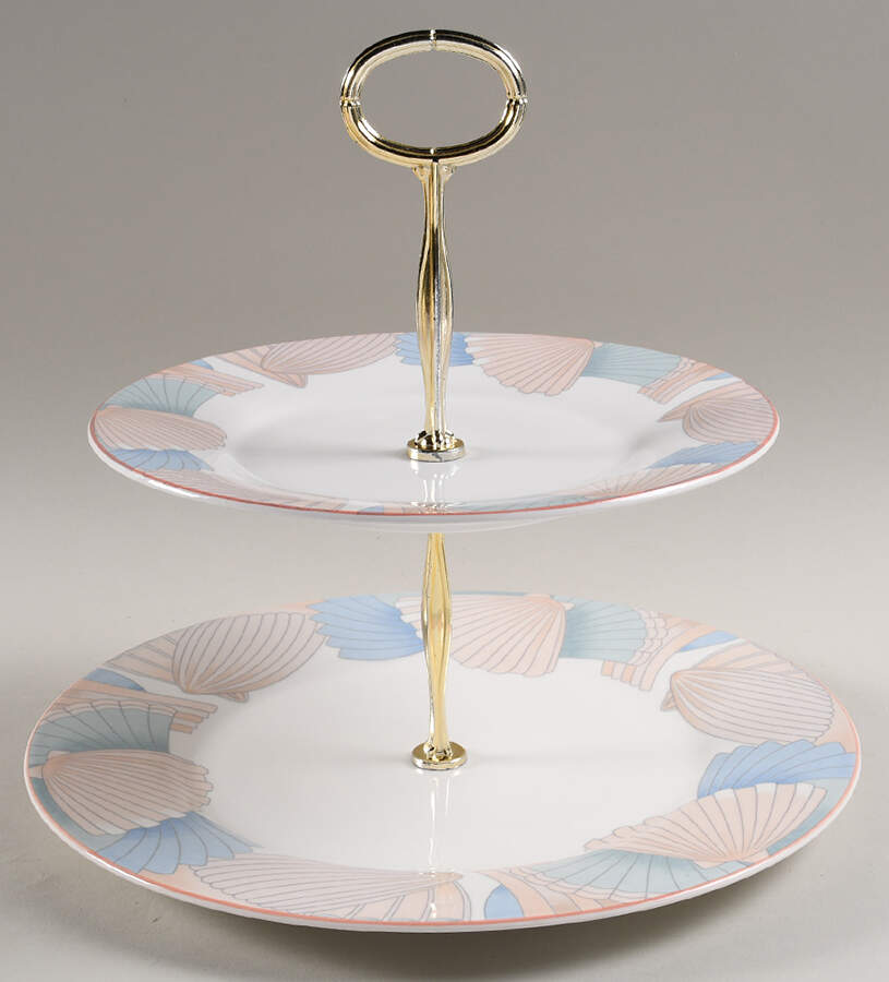 Ocean Melody 6 5/8"-10"  2 Tiered Serving Tray (Dp, Sp) HC by Noritake-1