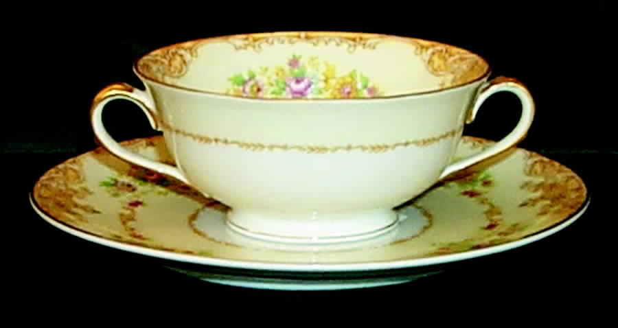 Odette Footed Cream Soup Bowl & Saucer Set by Noritake-1