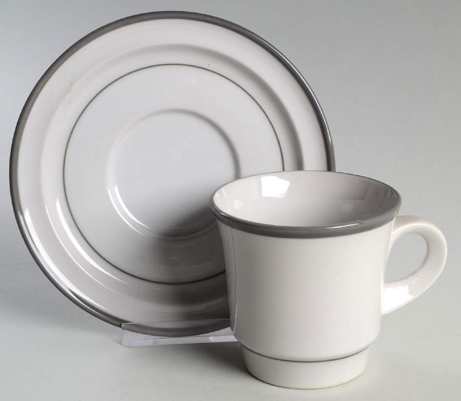 Odin Grey Flat Cup & Saucer Set by Noritake-1
