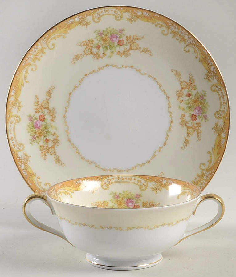 Olivia Footed Cream Soup Bowl & Saucer Set by Noritake-1