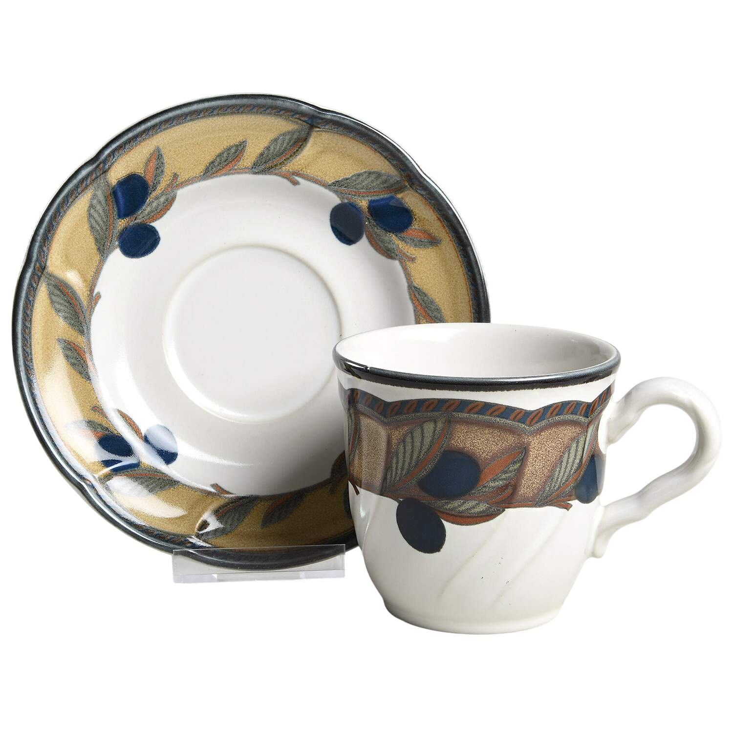 Olive Wreath Flat Cup & Saucer Set by Noritake-1