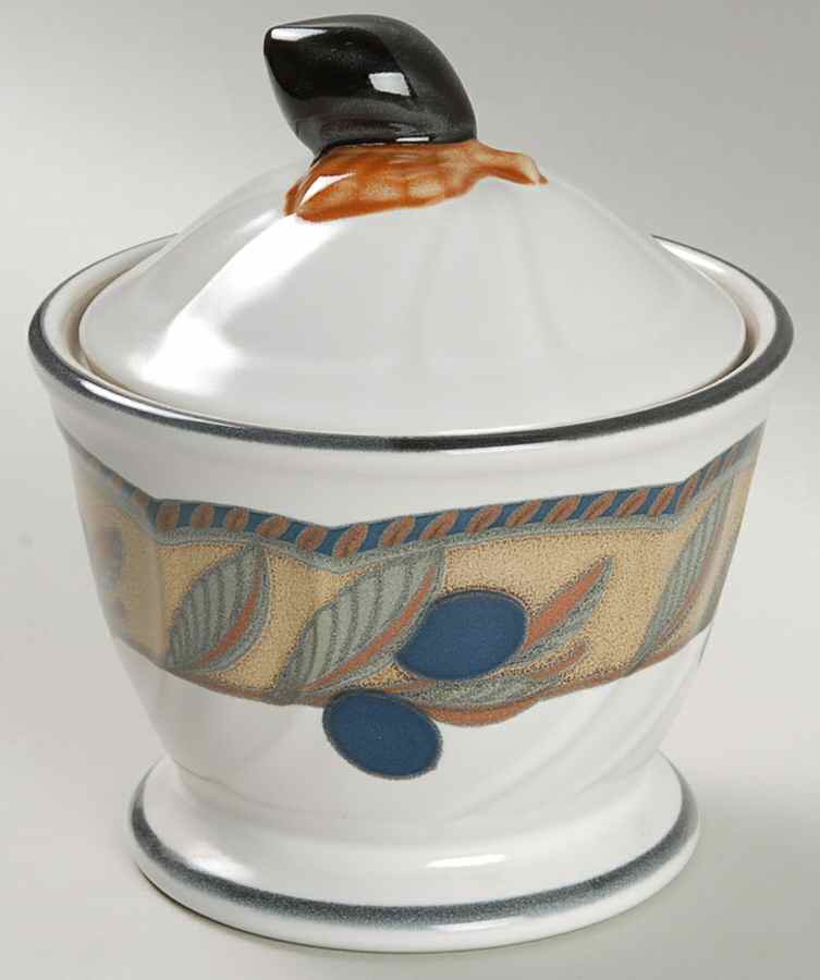 Olive Wreath Sugar Bowl & Lid by Noritake-1