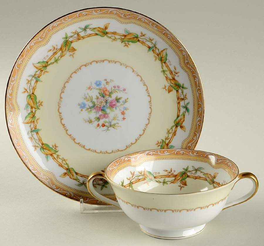 Olympia Footed Cream Soup Bowl & Saucer Set by Noritake-1