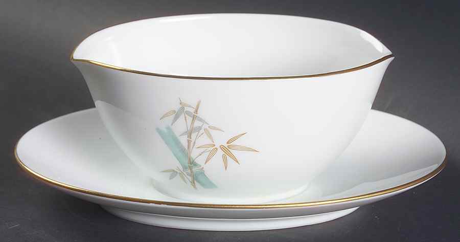 Oriental Gravy Boat with Attached Underplate by Noritake-1