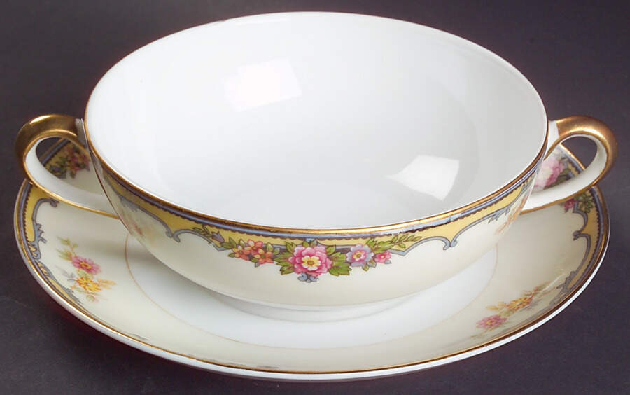 Oxford Flat Cream Soup Bowl & Saucer Set by Noritake-1
