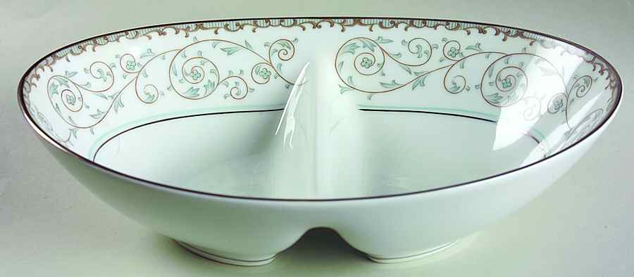 Oxford 10" Oval Divided Vegetable Bowl by Noritake-1