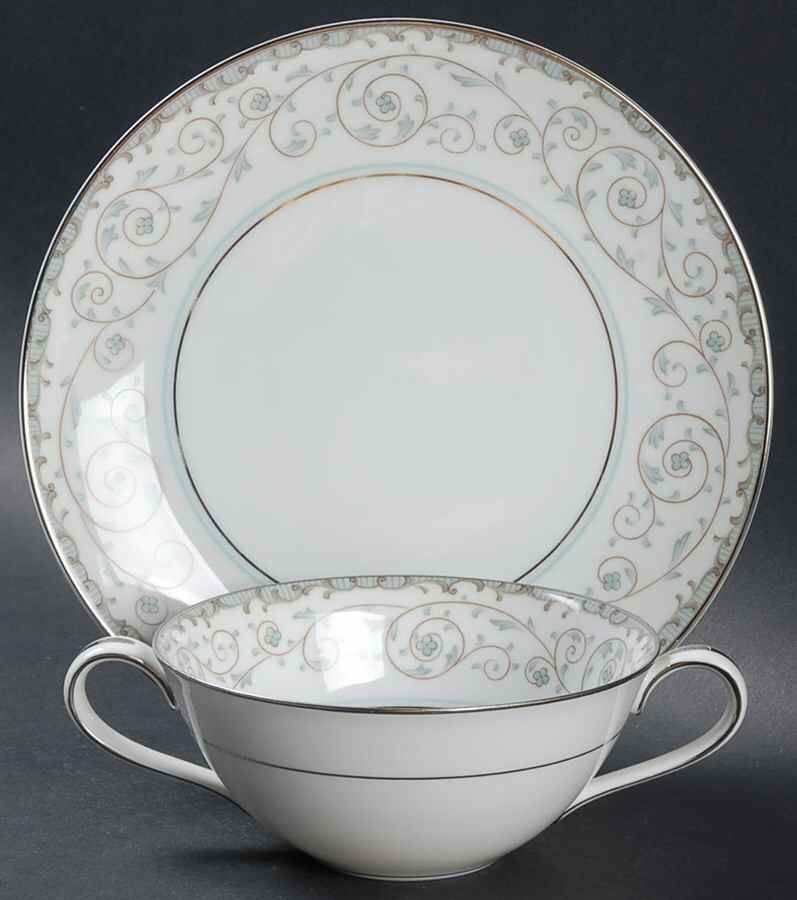 Oxford Flat Cream Soup Bowl & Dessert Plate/Saucer Set by Noritake-1