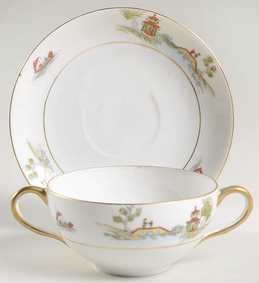 The Pagoda Flat Bouillon Cup & Saucer by Noritake-1